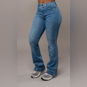 FITJEANS Women's Flared Mid Waisted